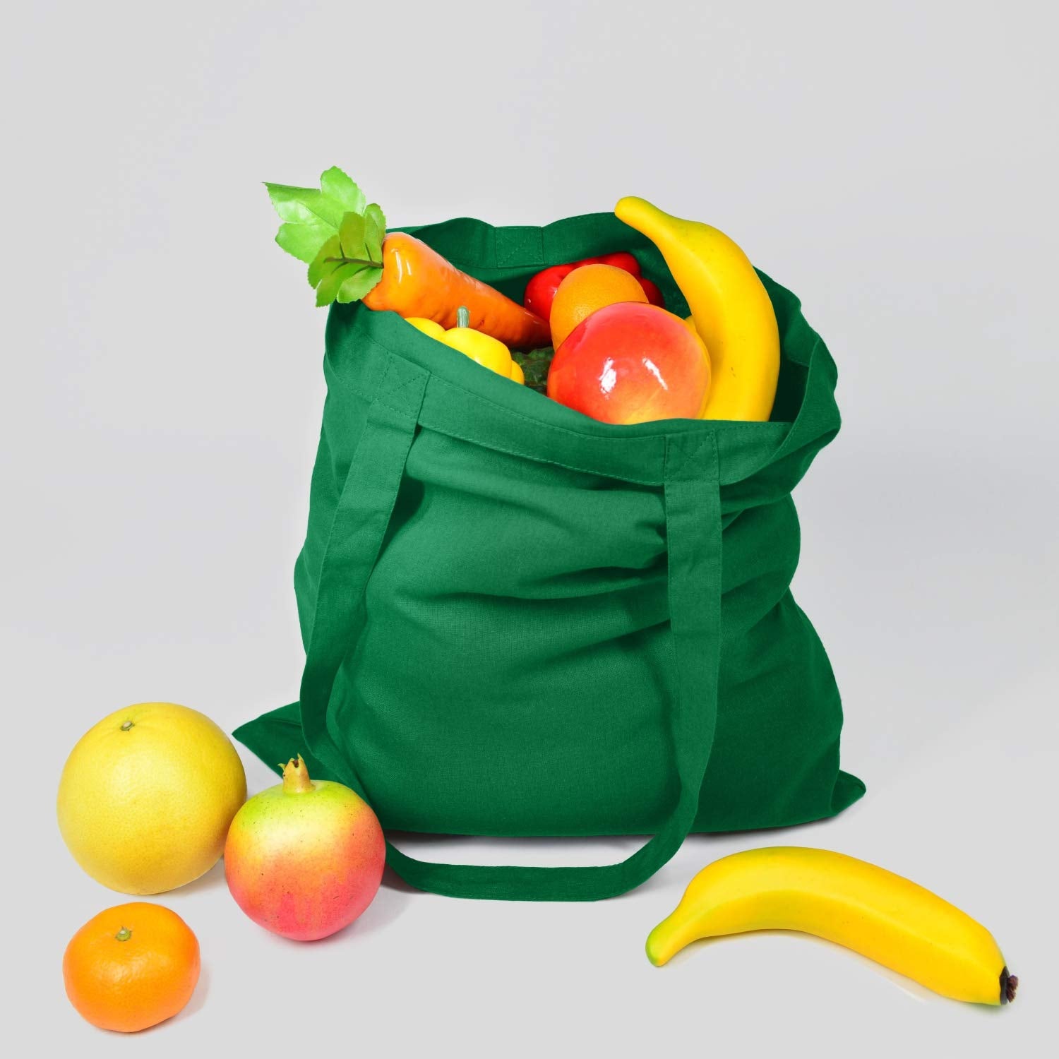 Npbag 25 Pack 15 ' ' X 16 ' ' Green Cotton Tote Bags, Blank Bulk Cloth Bags With 1Pc Of Ptfe Teflon Sheet